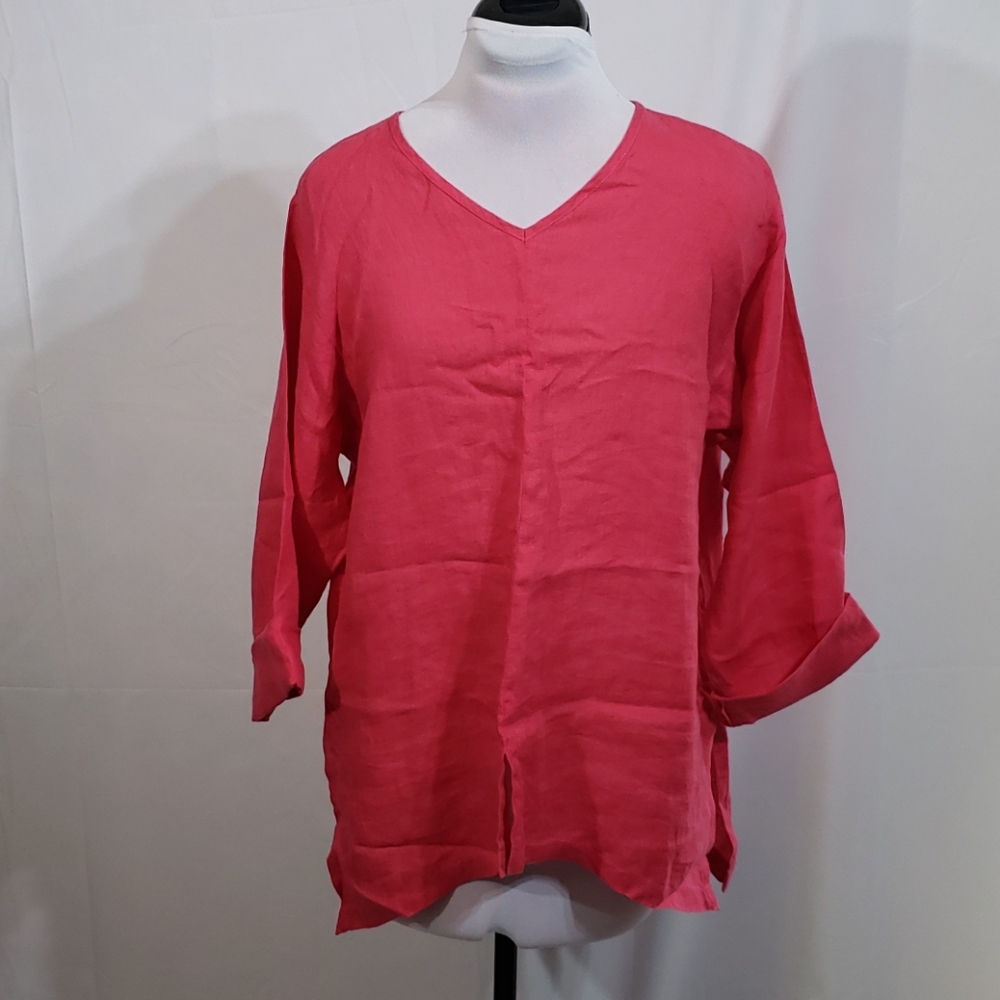 EUC CTC Linens Pink Linen Tunic Top Small